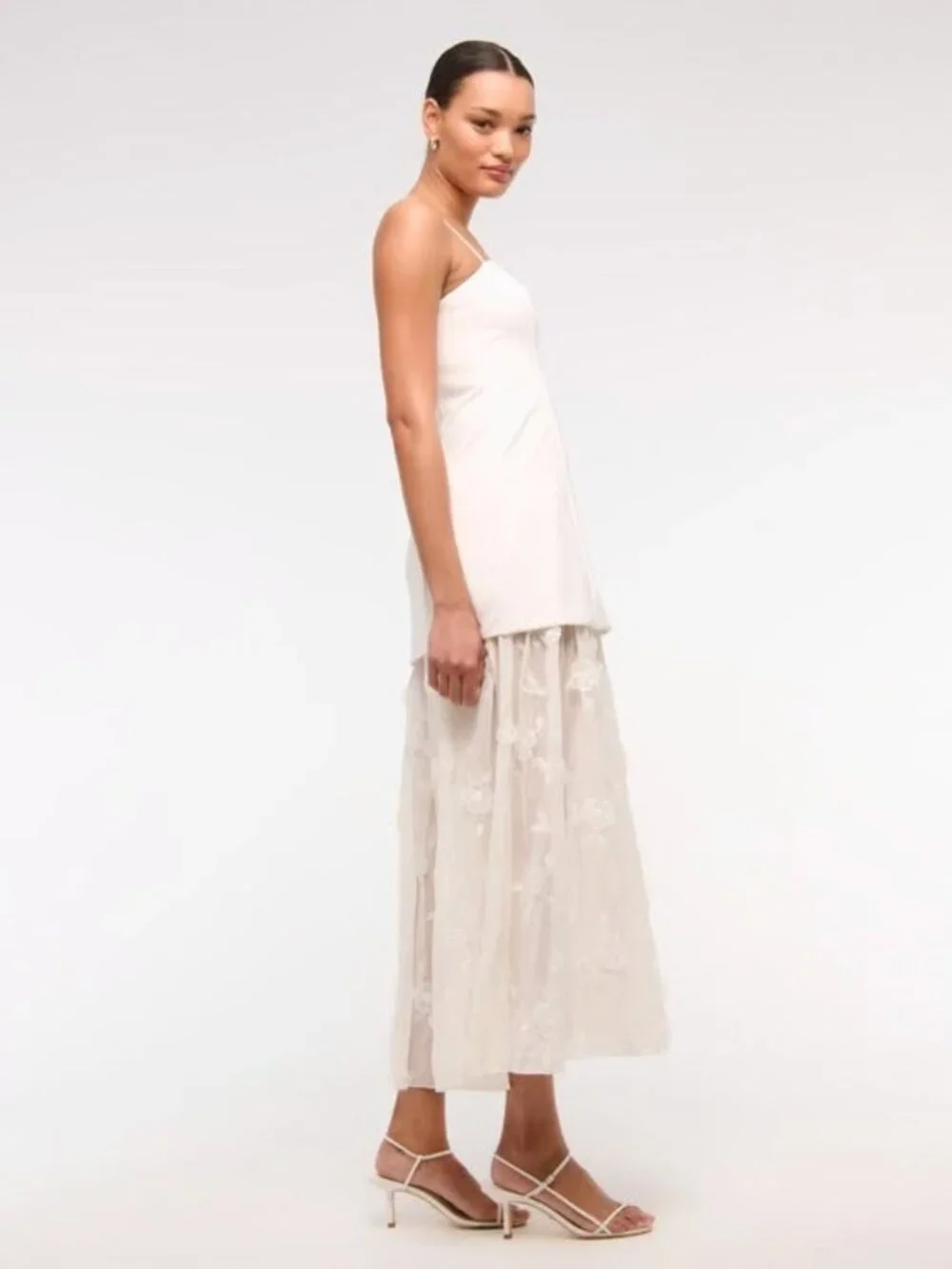 Abercrombie & Fitch / White Embroidered Sheer Maxi Dress / Women's Size Medium
